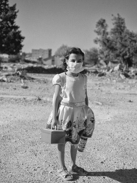 Arya, 6, poses near her school in the Istasyon neighbourhood of Mardin.